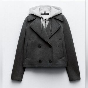 Sz XS BLOGGER'S FAVE! Zara Hooded Cropped Jacket Gray NWT